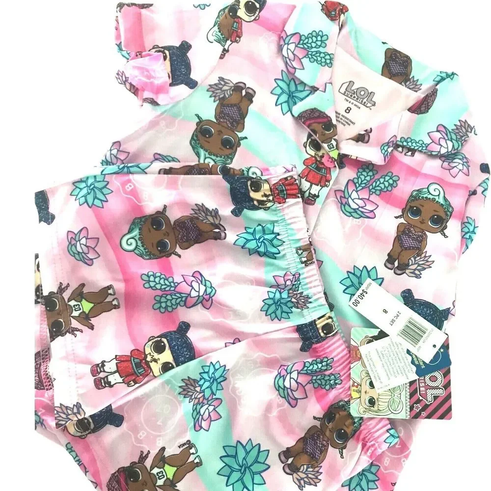 L.O.L. Surprise! Girls Tropical Vacation Time Button‎ Front Sleepwear - Size 8
